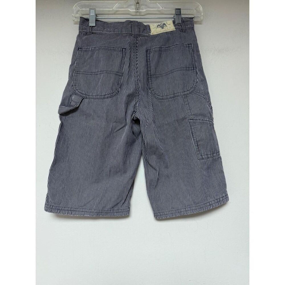 Tommy Hilfiger Boys Hickory Stripe Carpenter Shorts Size 8 Navy White Workwear